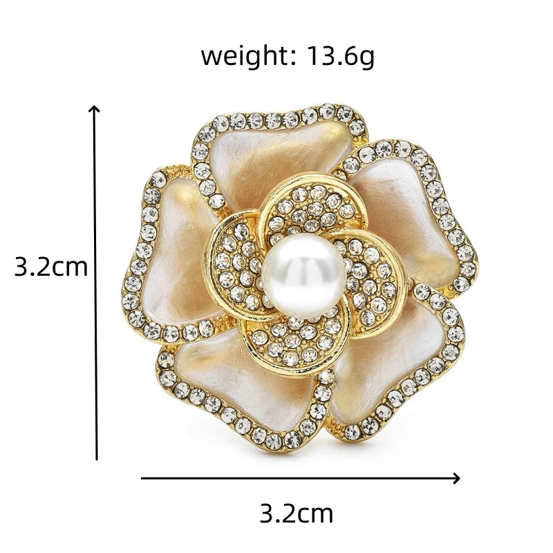 Pearl-Look Peony Flower Brooch — dimensions