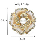Pearl-Look Peony Flower Brooch — dimensions
