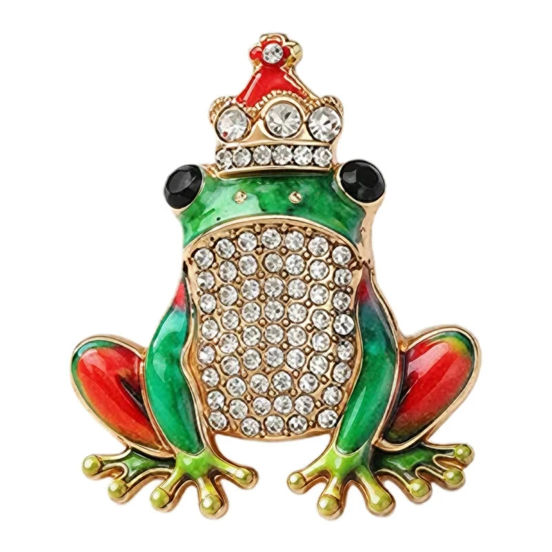 Crowned Frog with Sparkling Belly Brooch original white background product photo