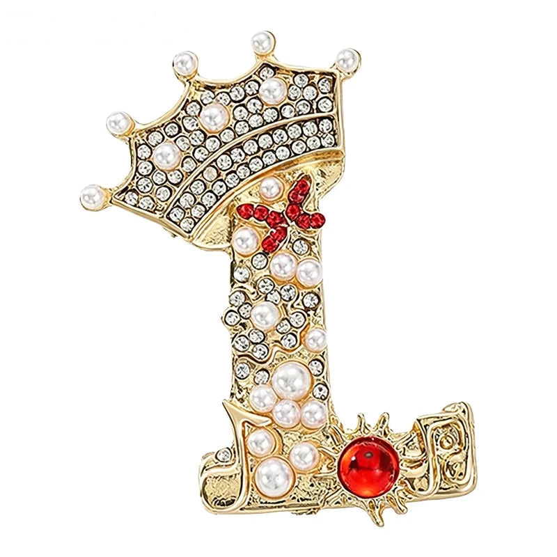 Crowned Letter L Sparkle Brooch
