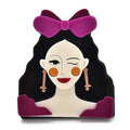 Acrylic Winking Lady with Bow Brooch — Purple