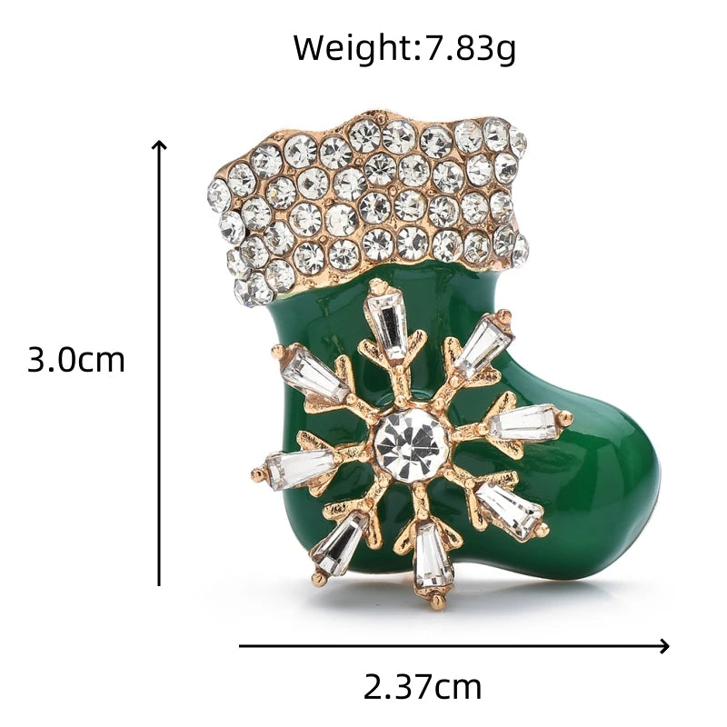 Enamel Christmas Stocking with Snowflake Brooch dimensions and weight