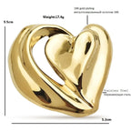 Polished Double Heart Stainless Steel Brooch — dimensions