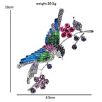 Jeweled Hummingbird on Berry Branch Brooch — dimensions