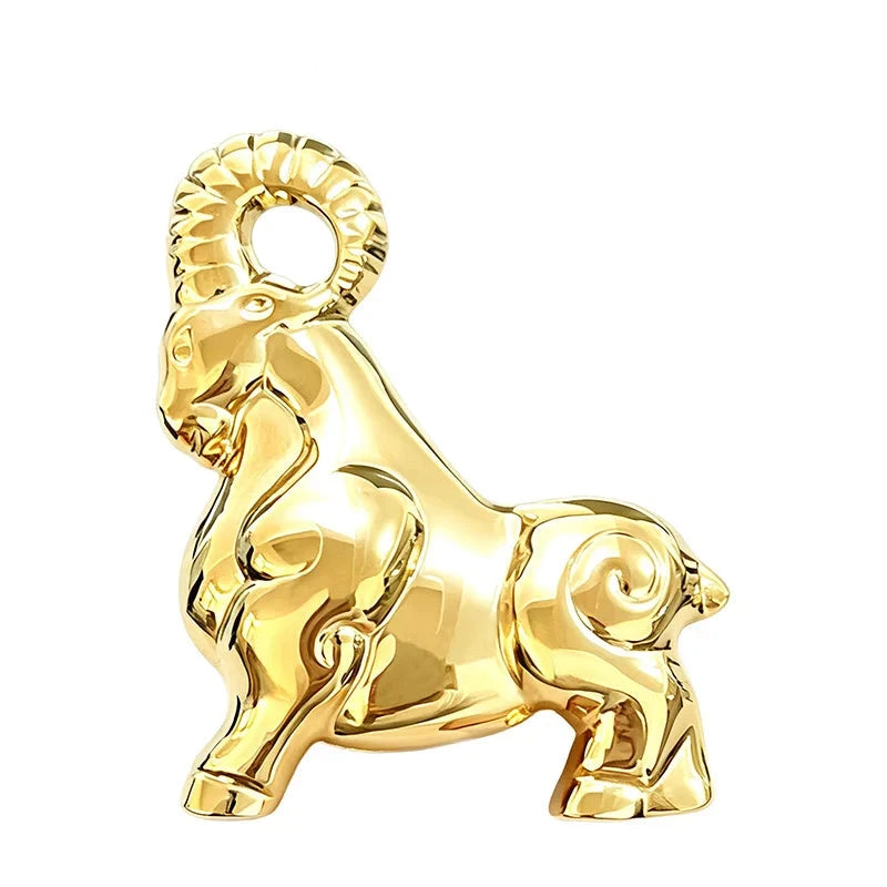 Polished Ram Stainless Steel Brooch original white background product photo