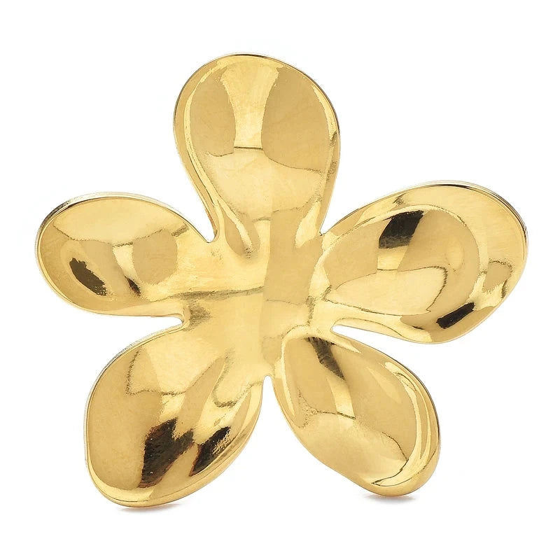 Polished Five-Petal Flower Brooch — Gold
