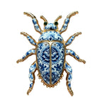 Blue and White Floral Beetle Brooch original white background product photo