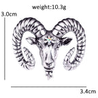 Vintage Ram Head with Curled Horns Brooch