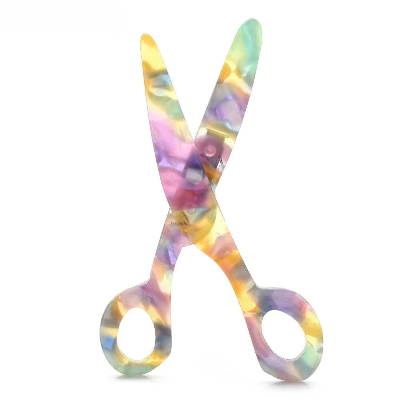 Acrylic Rainbow Scissors Brooch — Multicolor