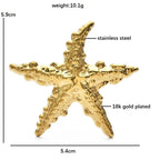 Textured Metal Starfish Brooch — dimensions