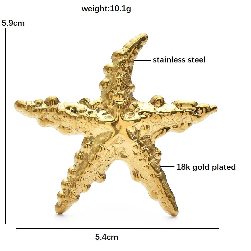 Textured Metal Starfish Brooch — dimensions