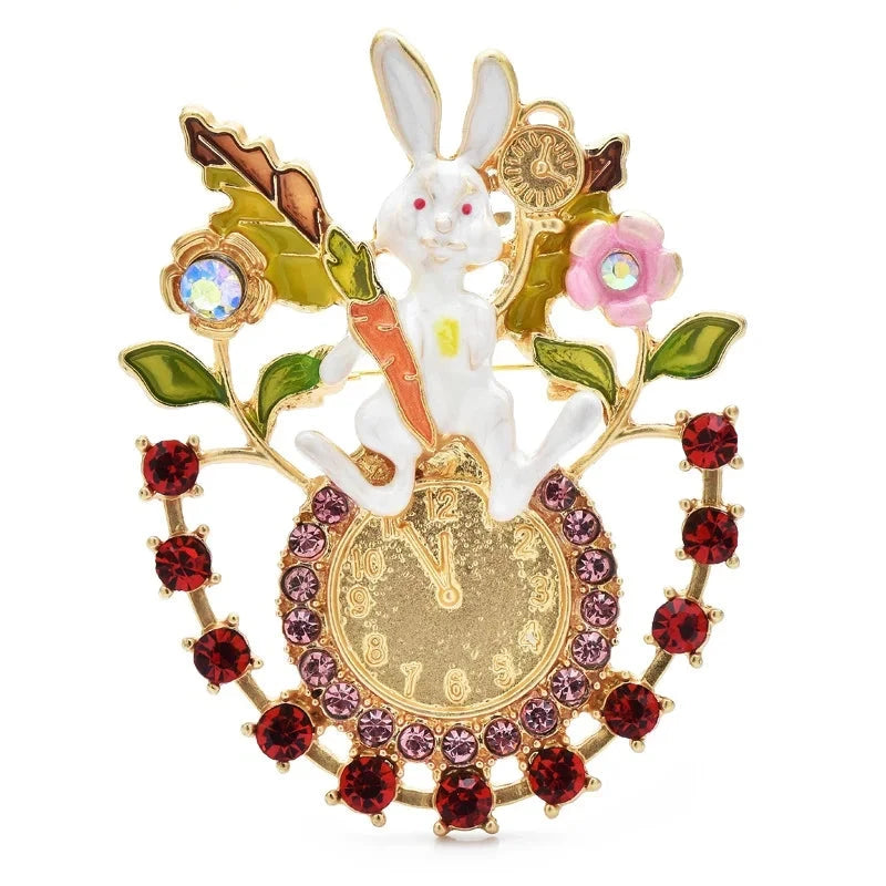 White Rabbit with Pocket Watch Brooch — Rabbit & Pocket Watch