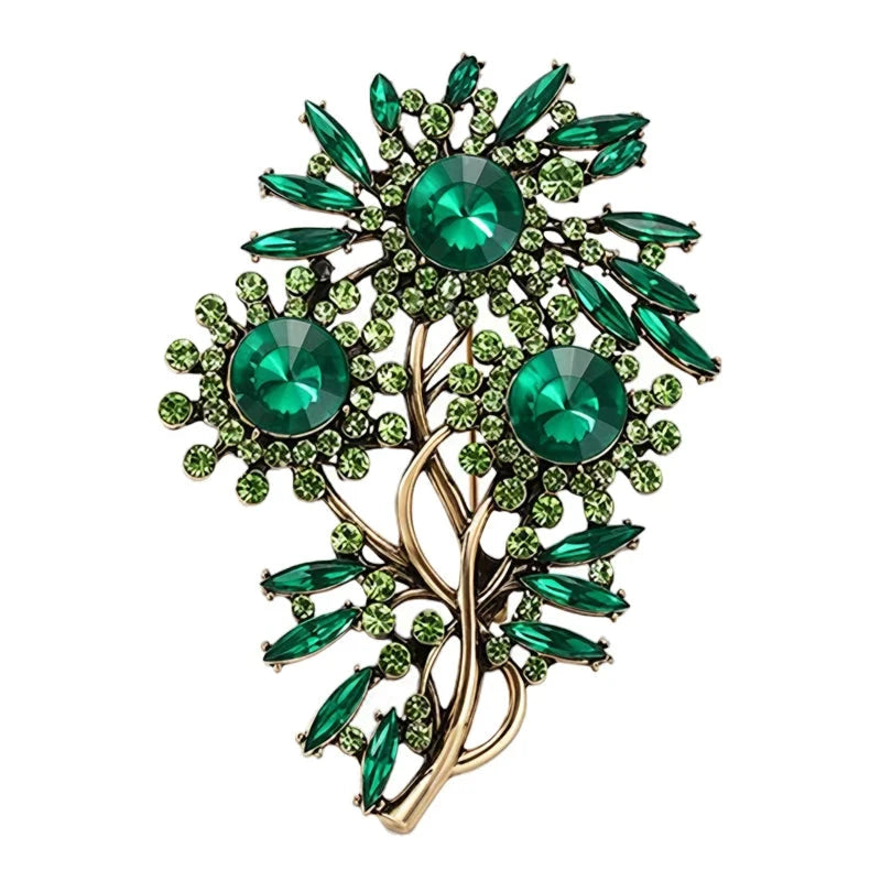 Vintage Three Flower Rhinestone Bouquet Brooch original white background product photo