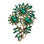 Vintage Three Flower Rhinestone Bouquet Brooch original white background product photo
