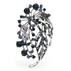 Jeweled Floral Spray with Openwork Leaves Brooch