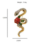 Jeweled Coiled Snake with Rose Flowers Brooch — dimensions