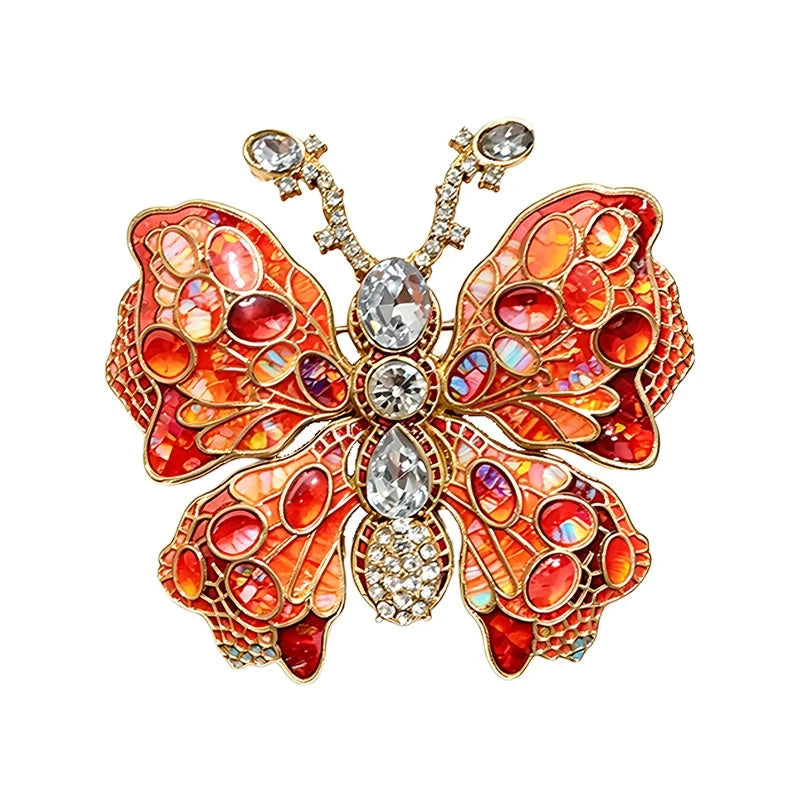Multicolor Mosaic Wing Butterfly Brooch original white background product photo