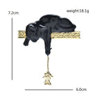 Enamel Cat with Dangling Mouse Brooch — dimensions