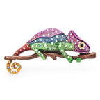 Jeweled Chameleon on Branch Brooch