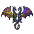 Enamel Twin Dragons with Patterned Wings Brooch — Multicolor