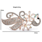 Rhinestone Peacock with Pearl-Look Flower Brooch — dimensions