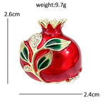 Red Pomegranate with Leaves Brooch