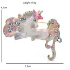 Patterned Enamel Prancing Unicorn Brooch dimensions and weight