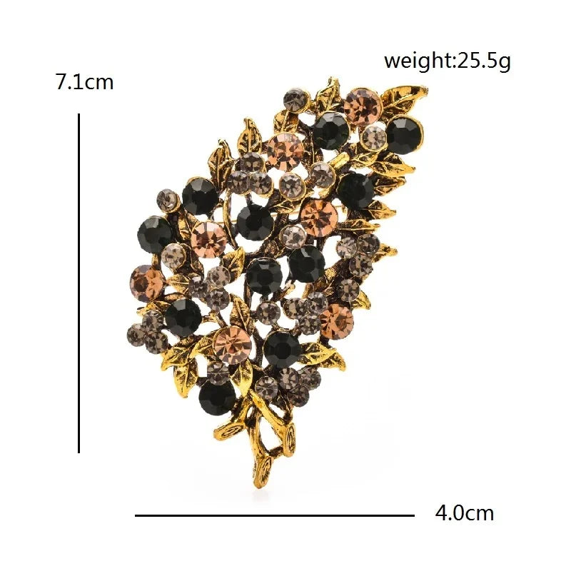 Enamel Botanical and Animal Motif Brooch