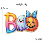 Boo Ghost and Pumpkin Halloween Brooch
