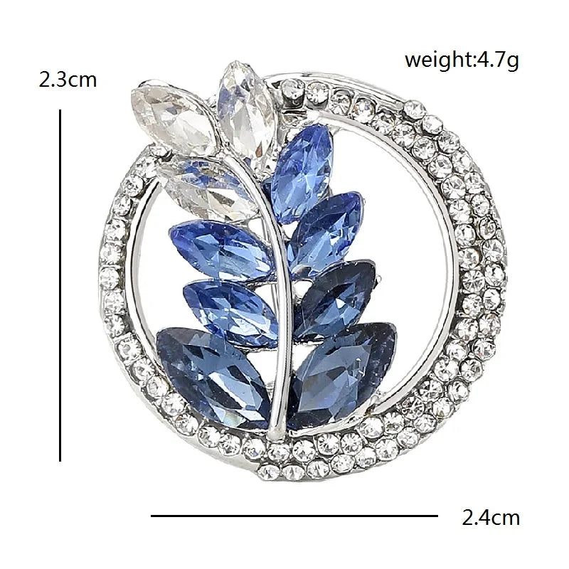 Jeweled Wheat Wreath Brooch — dimensions