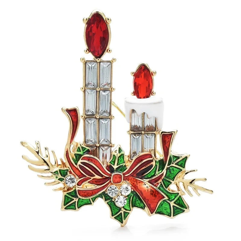Christmas Candles with Holly Bow Brooch — Christmas Candles
