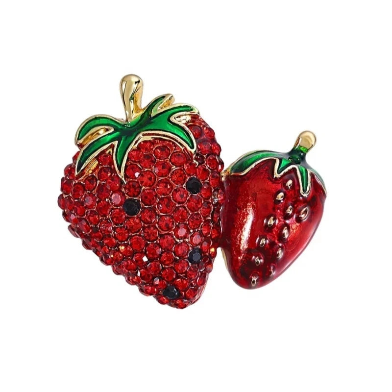 Jeweled Strawberry Duo Brooch — Strawberry Duo