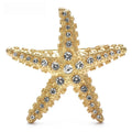 Rhinestone Starfish with Faceted Accents Brooch — Gold