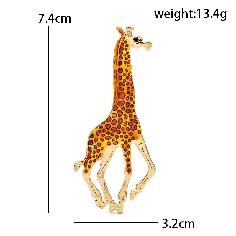 Walking Enamel Giraffe Brooch — dimensions