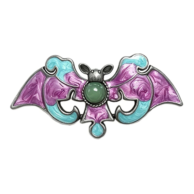 Ornate Bat with Openwork Wings Brooch original white background product photo