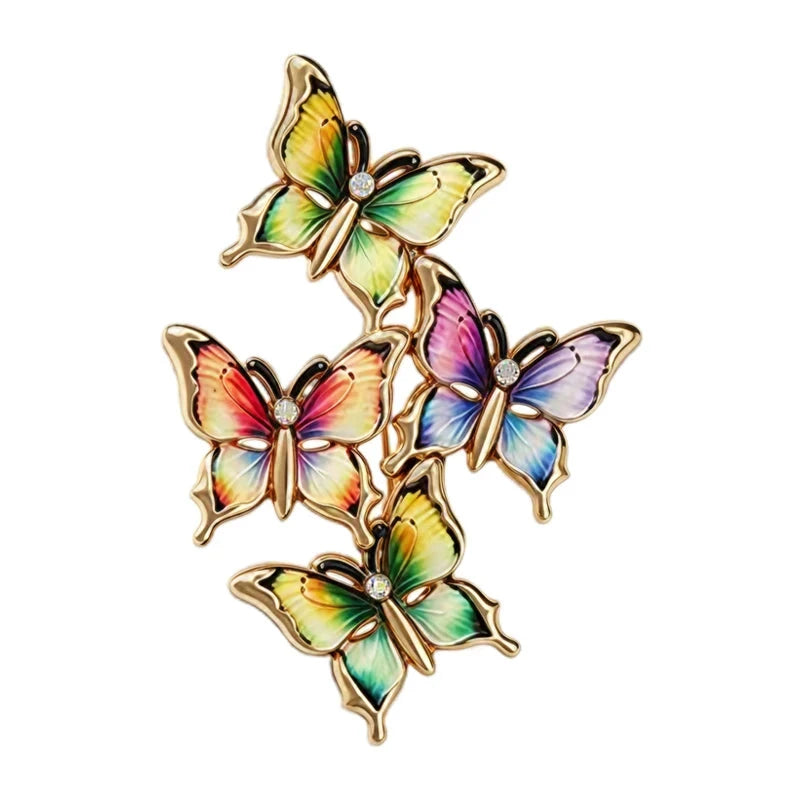 Four Fluttering Butterflies Brooch original white background product photo