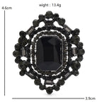 Vintage-Style Rectangular Faceted Stone Brooch — dimensions