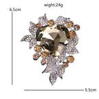 Faceted Heart with Floral Rhinestone Frame Brooch — dimensions