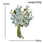 Pastel Flower Bouquet with Green Stems Brooch — dimensions