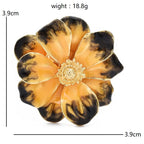 Layered Enamel Flower with Rhinestone Center Brooch — dimensions