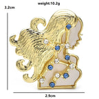 Virgo Maiden with Blue Star Accents Brooch — dimensions