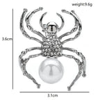 Pearl-Look Spider Brooch — dimensions
