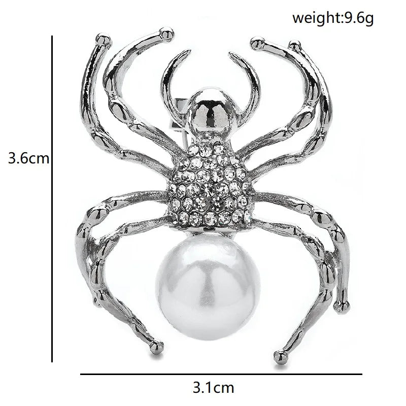 Pearl-Look Spider Brooch — dimensions