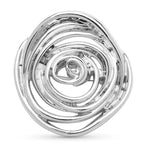 Polished Openwork Rose Brooch — Silver