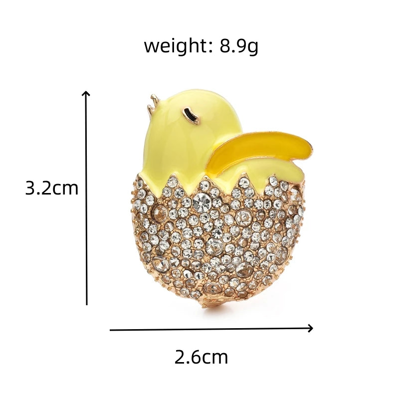 Chick Hatching from Rhinestone Egg Brooch — dimensions