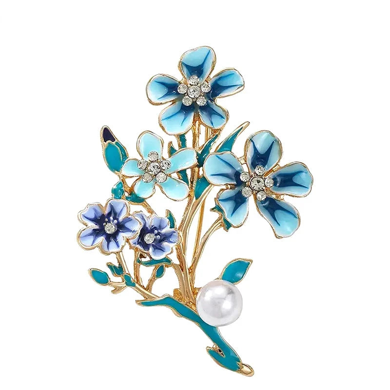 Blue Flower Spray Brooch original white background product photo