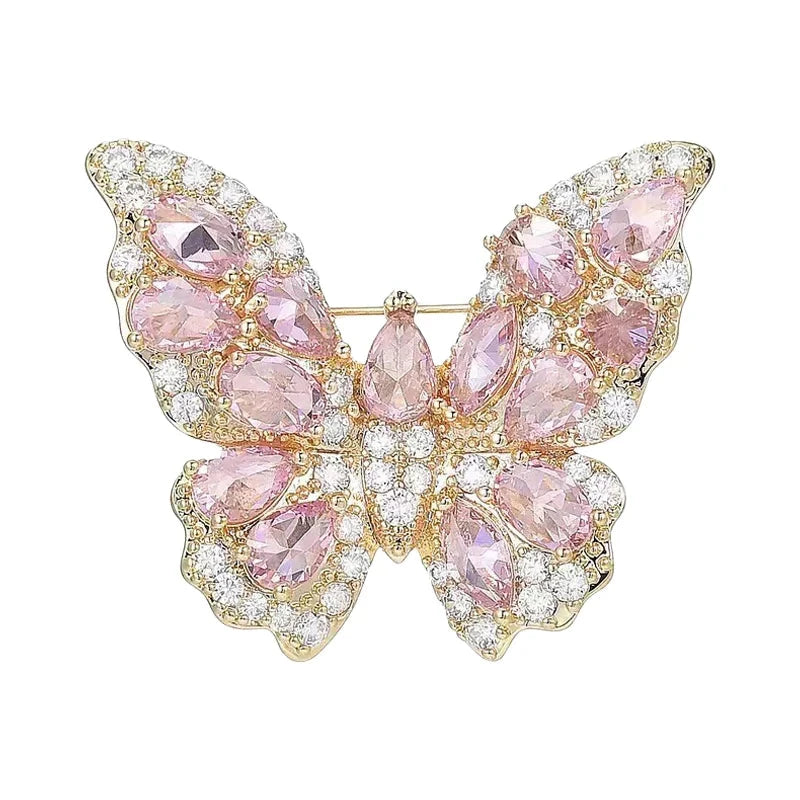 Soft Pink Butterfly with Sparkling Wings Brooch original white background product photo