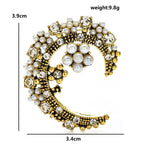 Pearl-Look Crescent Moon and Stars Brooch — dimensions
