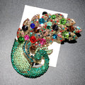 Large Multicolor Jeweled Peacock Brooch
