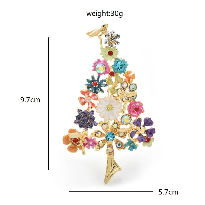Multicolor Floral Tree Brooch